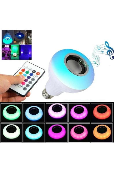 RGB Bluetooth Hoparlörlü Led Ampul 500 Lümen E27 Kumandalı - 2