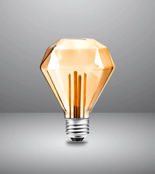 Elmas Tasarım E27 Rustik Ampul Vintage Amber (4,5W - 500 Lümen)-(KIRILMAZ PLASTİK GÖVDE) - 2