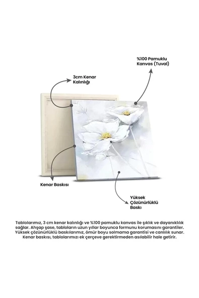 Mavi ve Sarı Çiçekler Kanvas Tablo - Resim 4