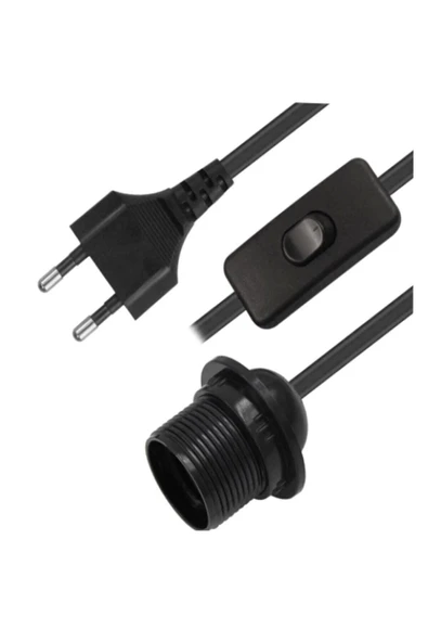 Arapuarlı Aç Kapa Anahtarlı Fişli Kablo Duy 2 Metre Siyah 1656 - 2