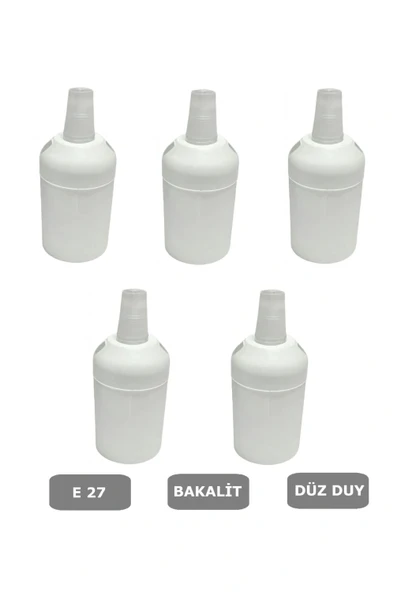 İtalyan Tip E27 Duy Vidasız Geçmeli Düz Bakalit Beyaz (250V-4A) 5 Adet