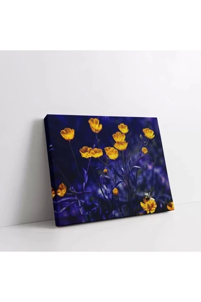 Mavi ve Sarı Çiçekler Kanvas Tablo - Resim 5