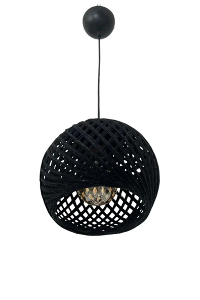 Sarkıt İp Top Avize 20cm Başlık (70cm Kablo) SİYAH - 3