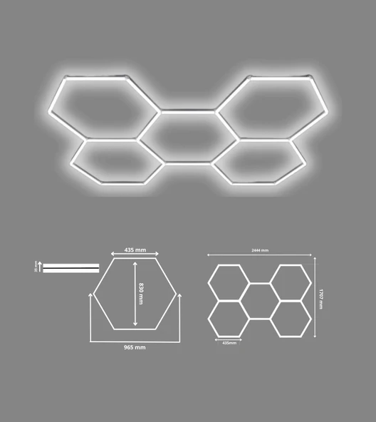 Altıgen Lineer Led Armatür Beyaz 240W 6500K Kolay Kurulum - Resim 2