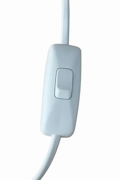 E27 Duylu 2 Metre Arapuarlı (Aç Kapat Anahtar) Fişli Abajur Duyu Seyyar (2X0,50) (Beyaz) - Resim 3