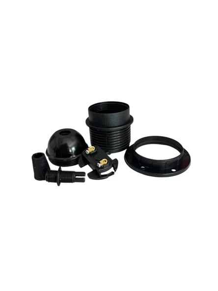 İtalyan E27 Duy Vidalı Yarım Diş Avize, Abajur, Ağaç Feneri Duyu Halkalı (250V-4A)(Bakalit) 5 Adet - 2