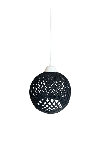 Sarkıt Ip Top Avize 20cm Başlık - Siyah Top (70CM BEYAZ KABLO) - 2