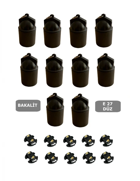 Bakalit Bahçe Duyu E27 Su Geçirmez Dış Mekan Vidalı Yağmur Duyu (250V-4A) 10 Adet - 1