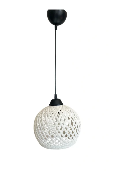 Sarkıt Ip Top Avize 20cm Başlık - Ekru Top (70CM Siyah KABLO)