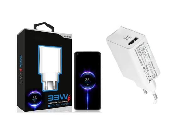 Auris ARS-CH33H 33W Turbo Fast USB-A Çıkışlı Şarj Adaptörü