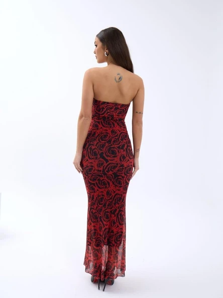 7006 ELBİSE-KIRMIZI - Resim 3