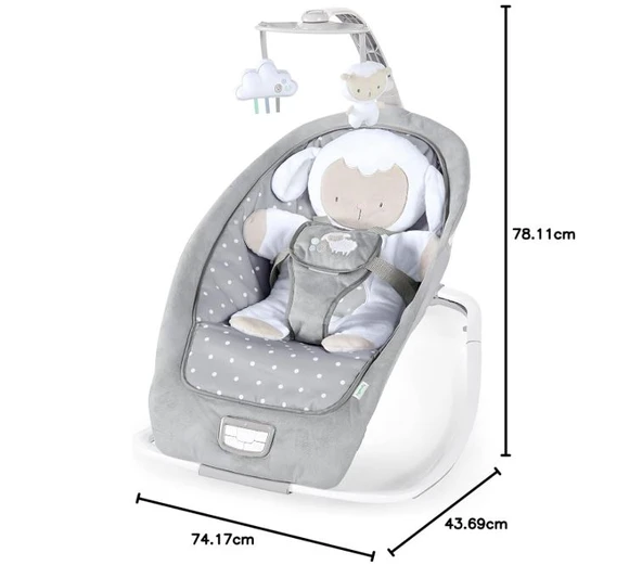 Ingenuity Cuddle Lamb Baby Sallanan Hamağı Titreşimli Ana Kucağı 0-18kg - Resim 6