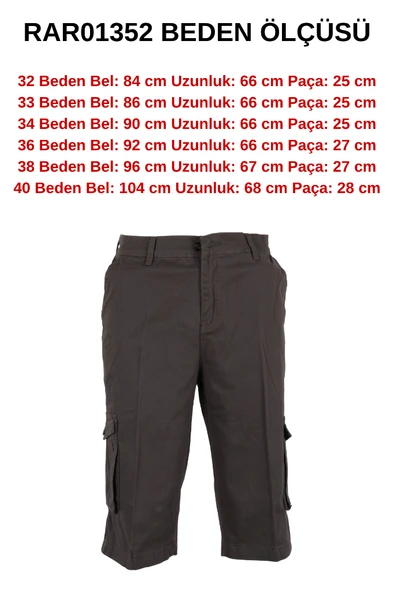 Erkek Keten Kapri Kargo Cep Bermuda Regular RAR01352 - Resim 6