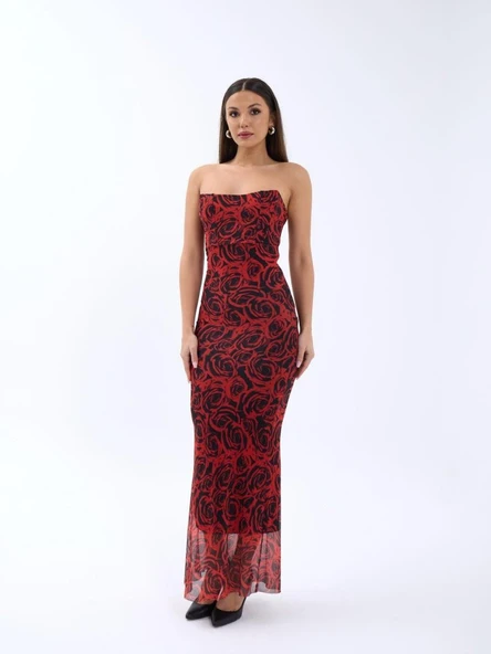 7006 ELBİSE-KIRMIZI ürün görseli