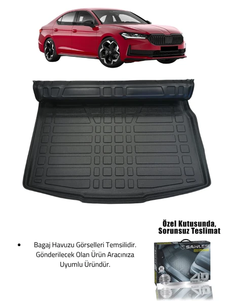 Sahler Skoda Superb 2024+ Uyumlu 4.5D Premium Havuzlu Oto Paspas ve Liner Marka 3D Bagaj Havuzu - 2