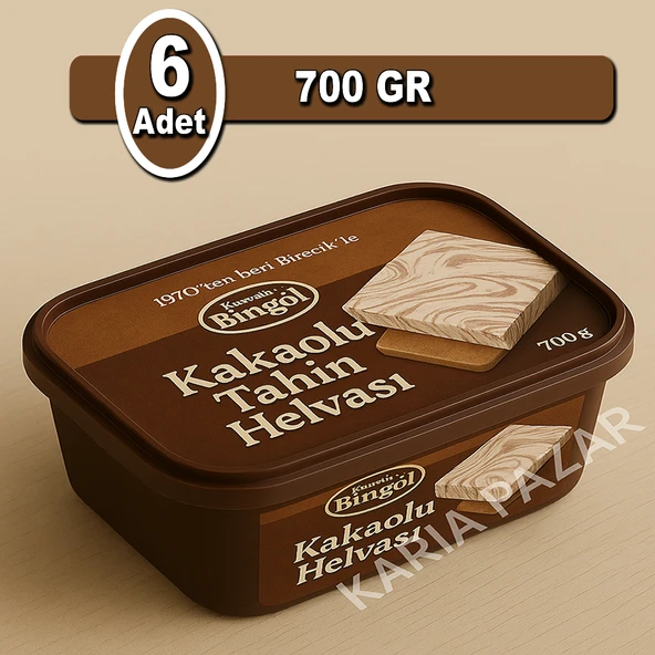Bingöl Kakaolu Tahin Helvası 700 g x 6 | Ekonomik Toptan Paket ürün görseli 1