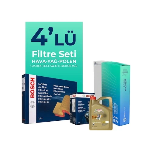 BOSCH Citroen Jumper 2.0 BlueHDi Dizel Filtre Bakım Seti Castrol Motor Yağlı (2015-2020) 4'Lü ürün görseli