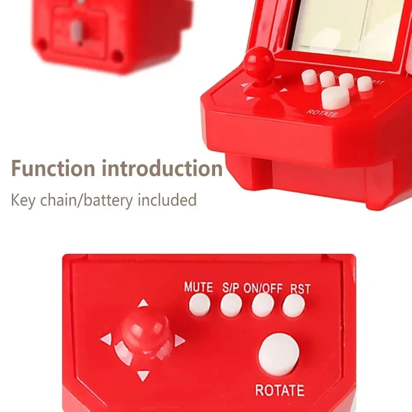 Tetris Anahtarlık Mini Retro Oyun Konsolu Çanta Süsü-Anahtarlık (1 Adet) - 2