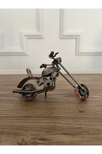 lemontpiel El Yapımı Dekoratif Metal Motosiklet - 15 x 9 cm - 2