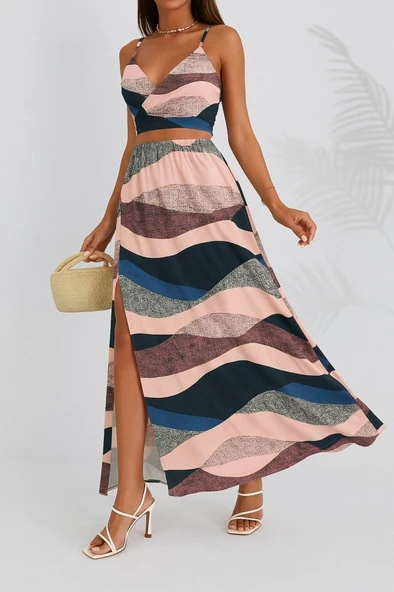 Kadın Kolsuz Askılı Crop Ikili Süprem Takım - Resim 3