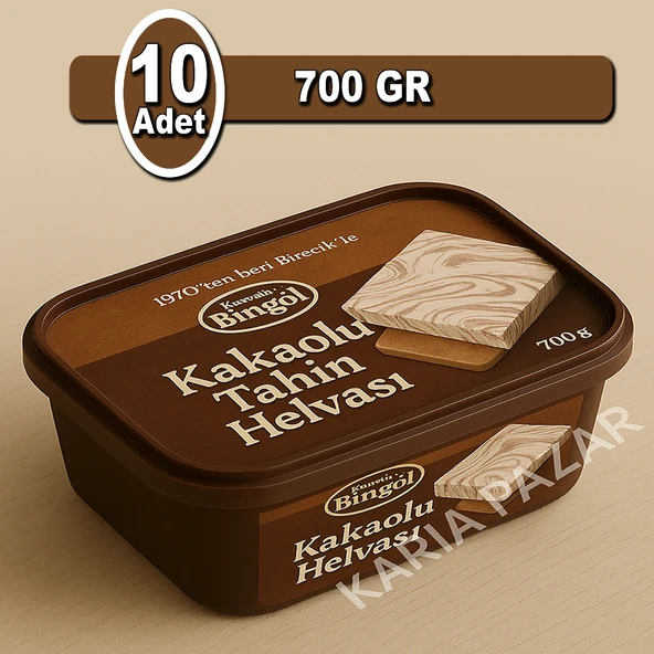 Bingöl Kakaolu Tahin Helvası 700 g x 10 | Toptan Ekonomik Paket