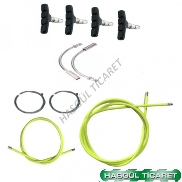 Hsgl Bisiklet Fren Neon Sarı Kablo Tel Papuç Pipo Set - 1