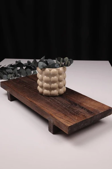 Bambum Pavlonya Classic Dark Ahşap Sunum ve Servis Seti Dikdörtgen Servis Tabakları - Resim 3