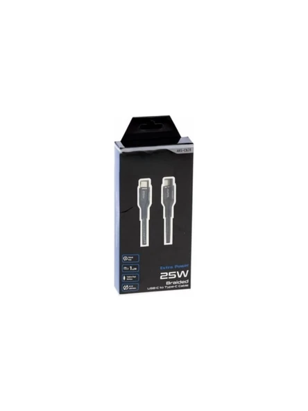 Auris ARS-CB28 25W Örgülü TYPE-C to TYPE-C Data&Şarj Kablosu 1,2Mt