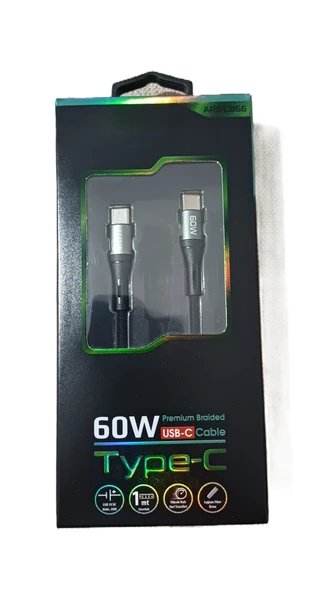 Auris ARS-CB66 60W Örgülü TYPE-C to TYPE-C Data&Şarj Kablosu 1Mt