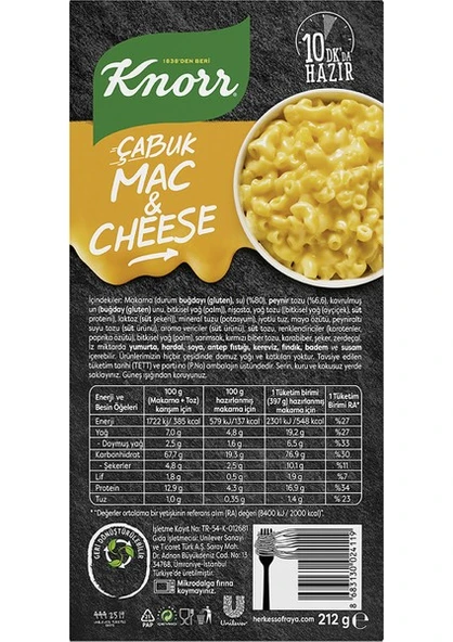 Knorr Çabuk Mac And Cheese Peynirli Makarna 212 gr 5’li - Resim 8