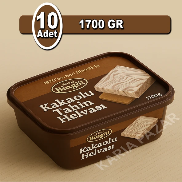 Bingöl Kakaolu Tahin Helvası 1700 g x 10 | Toptan Ekonomik Paket