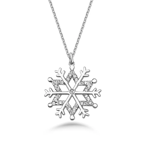 Işıltılı Taşlı Kar Tanesi Gümüş Kolye - Gümüş ürün görseli 1