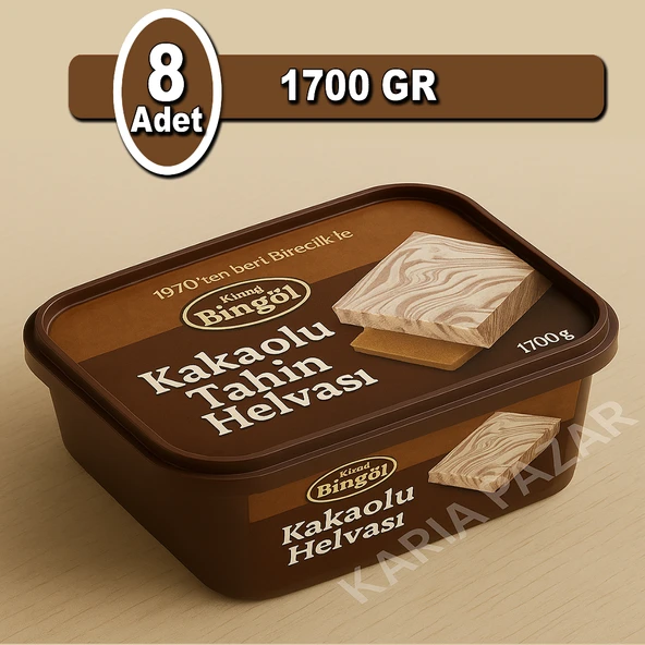 Bingöl Kakaolu Tahin Helvası 1700 g x 8 | Kalabalık Sofralar İçin