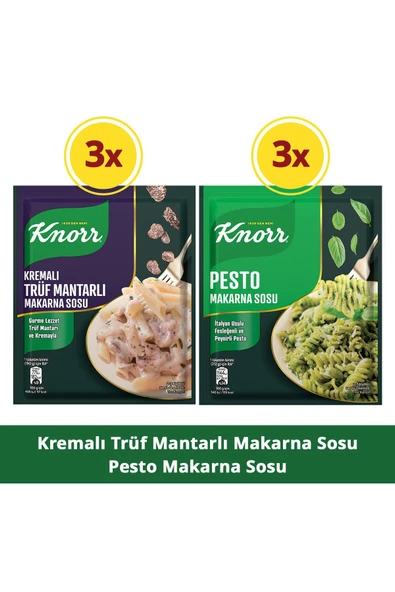 Knorr Trüf Mantarlı Makarna Sosu 52g x3 + Pesto Makarna Sosu 50g x3 - 1