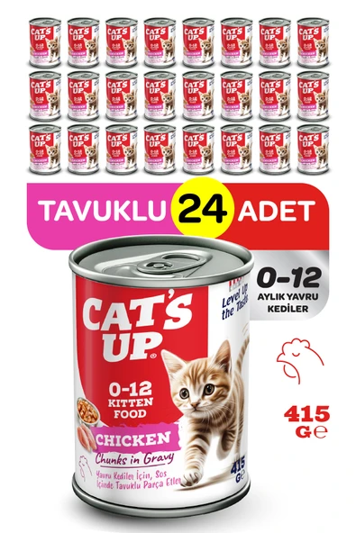 Cats Up Yaş Yavru Kedi Maması Tavuklu 415gr 24Lü ürün görseli 1