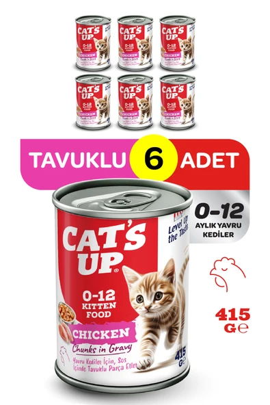 Cats Up Yaş Yavru Kedi Maması Tavuklu 415gr 6Lı ürün görseli 1