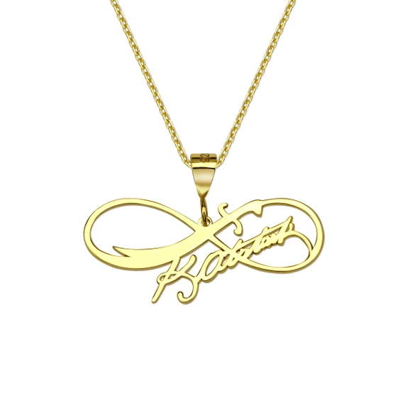 Atatürk İmzalı Zülfikar Sonsuzluk Gümüş Kolye - Altın ürün görseli 1