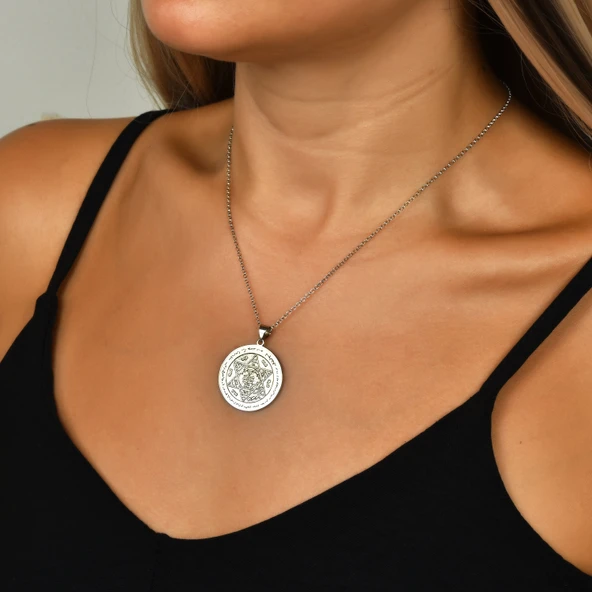 Hz.Süleyman Mührü Gümüş Kolye - Gümüş - Resim 2