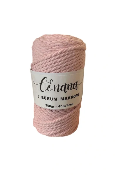 3 Büküm 4mm Makrome İpi (250gr-45m) Pamuk (1 Adet) PUDRA ürün görseli