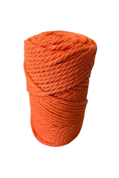 3 Büküm 4mm Makrome İpi (250gr-45m) Pamuk (1 Adet) TURUNCU