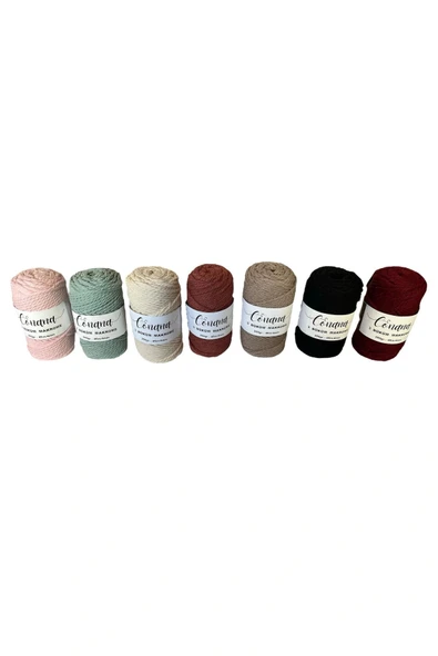 3 Büküm 4mm Makrome İpi (250gr-45m) Pamuk (1 Adet) BORDO - 3