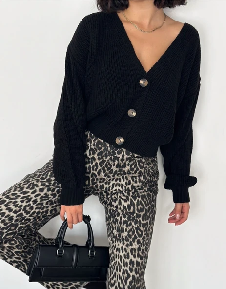 Kadın önü Düğmelitriko Hırka - Resim 11