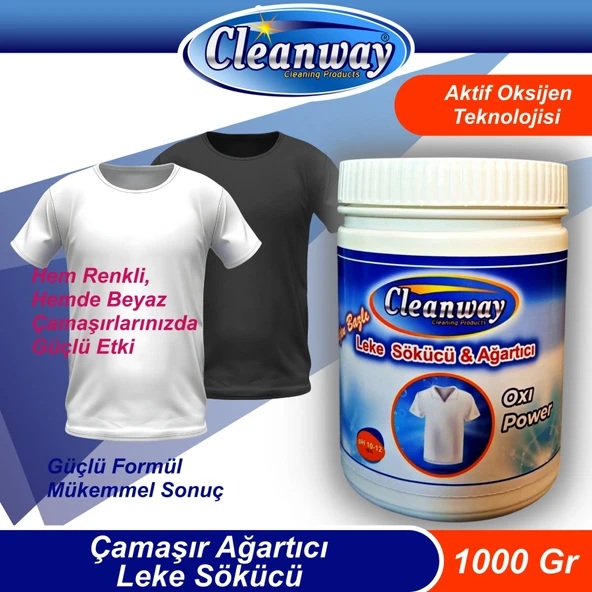 Cleanway Oksijen Bazlı Toz Çamaşır Ağartıcı & Leke Sökücü (1 Kg) - Resim 2