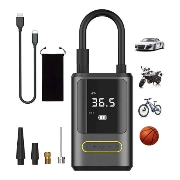 Kablosuz Oto Araç Mini 4000mAh 150 PSI Işıklı Oto Hava Kompresörü ürün görseli