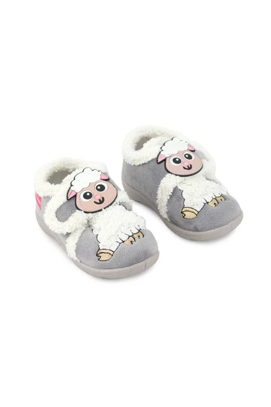 GezerKuzu Figürlü Kışlık Yumuşacık Ev Pandufu Gri - 3