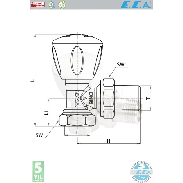 E.C.A Köşe Radyatör Valfi 2 Adet 1/2 Rv3 602120641 Eca - Resim 5