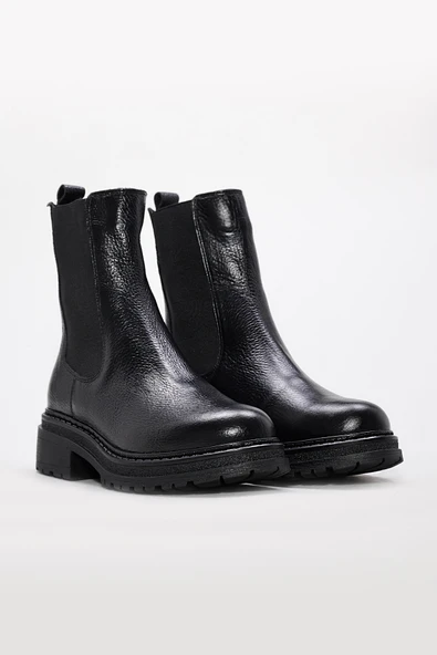 Hakiki Deri Kürklü  Kadın Klasik Bot 257KZA622 - Resim 5