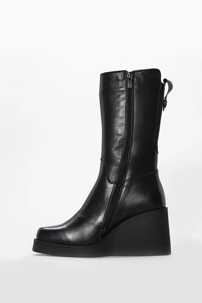 Hakiki Deri  Kadın Dolgu Topuk Çizme 124SZA2501 - Resim 2