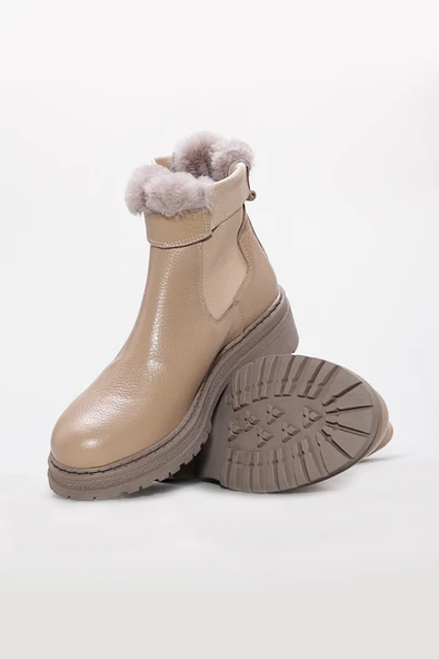 Hakiki Deri Kürklü  Kadın Klasik Bot 257KZA622 - Resim 10