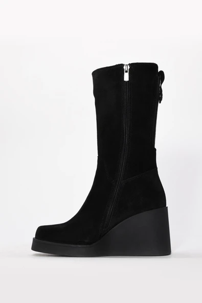 Hakiki Deri  Kadın Dolgu Topuk Çizme 124SZA2501 - Resim 8